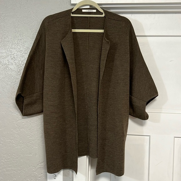 SIBIN LINNEBJERG EVI ANTHRACITE KIMONO WOOL CARDIGAN MEDIUM - Picture 2 of 15